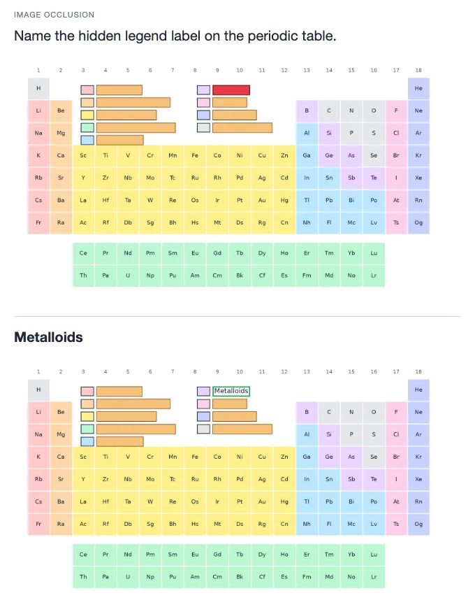 Sample card from Atoms, Nuclear Chemistry and the Periodic Table, answer side