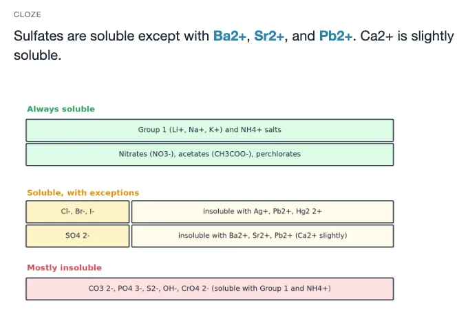 Sample card from Water, Solutions, Acids and Bases, answer side